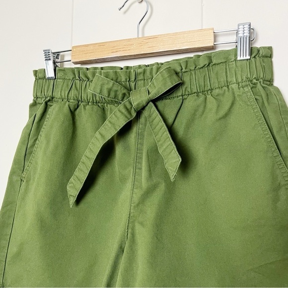 J. Crew Paper Bag Pull-On Shorts 4 Small high rise waist midi olive green comfy - Picture 3 of 11